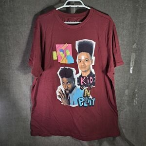 Kid 'N' Play Burgundy Graphic Band Tee NWOT XL